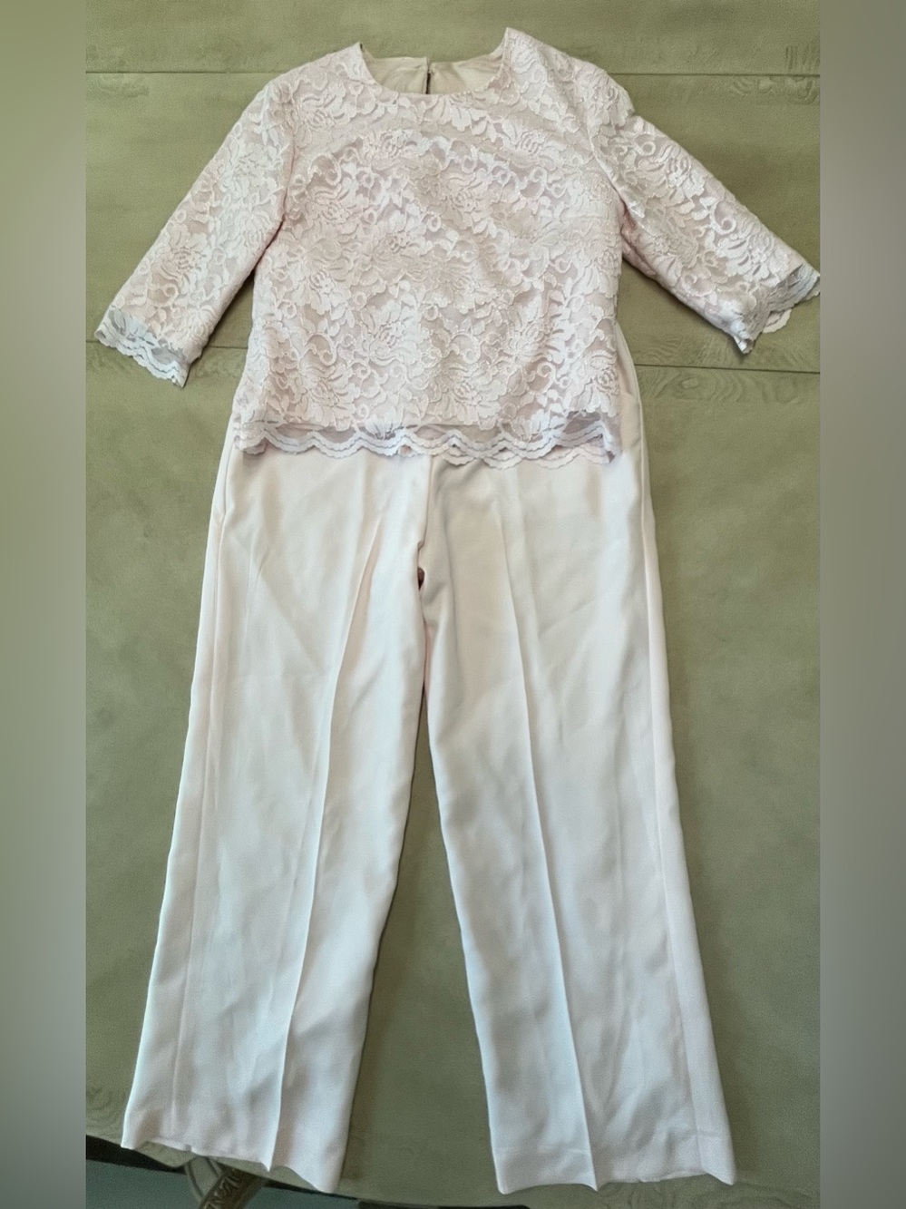 Handmade Vintage Blush Pink Lace 2 Piece Set Fully Lined Size Small